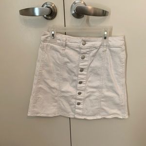 White Denim Button Skirt